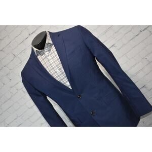 Ted Baker London Blazer Sportscoat Jacket Mens Size 40 Long 2Btn Wool Blue Plaid